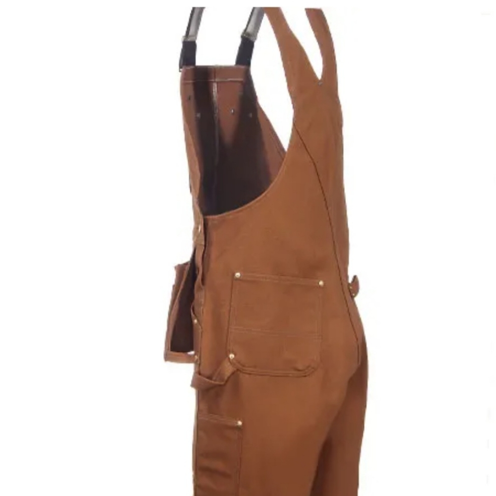 NWT- Carhartt Overalls: Men's R28 BRN Cotton Duck Carpenter Bib Overalls - Picture 3 of 7